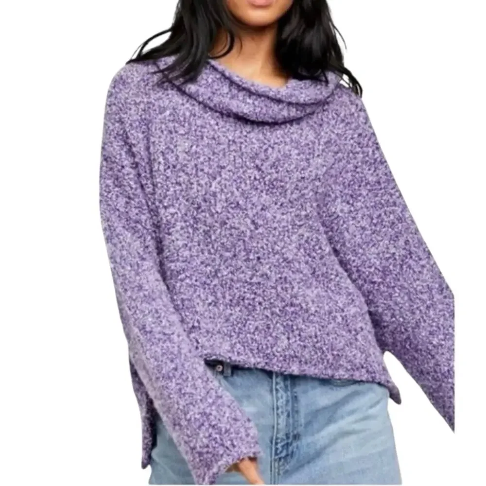 Free People XL Purple Cowl Neck Sweater